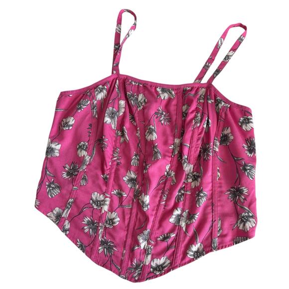 Torrid Challis Floral Print Gin Fizz Pink Corset Crop Top Women’s Plus Size 12 - Picture 7 of 7